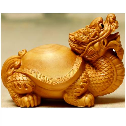 黄杨木雕龙龟手把件摆件木质把玩工艺品r礼品家居汽车饰品